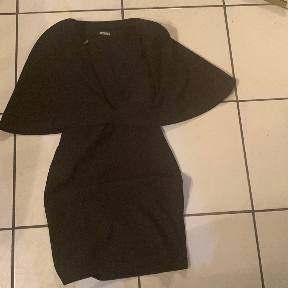Black cape mini black dress